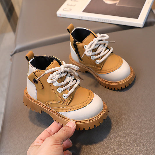 Retro British Style Boys And Girls Leather Martin Boots TDS12