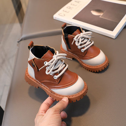 Retro British Style Boys And Girls Leather Martin Boots TDS12