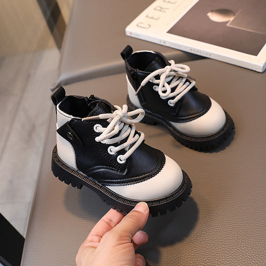 Retro British Style Boys And Girls Leather Martin Boots TDS12