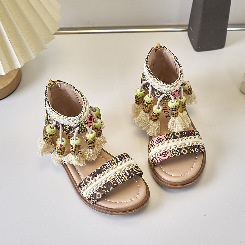 Ethnic Style Fashionable Princess  Soft-Soled Tassel Shoes TDS10