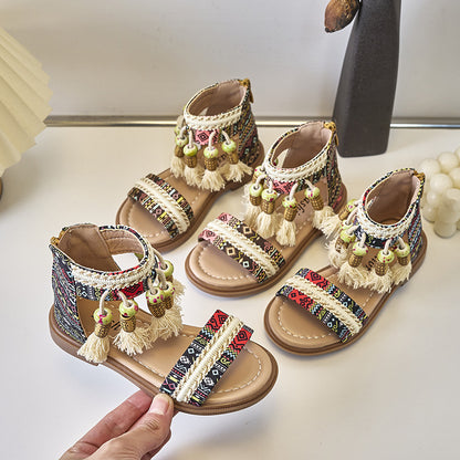 Ethnic Style Fashionable Princess  Soft-Soled Tassel Shoes TDS10