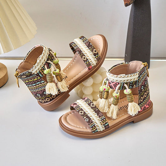 Ethnic Style Fashionable Princess  Soft-Soled Tassel Shoes TDS10